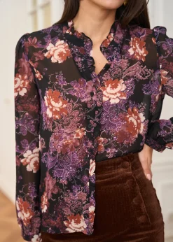 Outlet Motus Boutique Chemise Manuela ImpriméFondNoir-ChemiseManuela