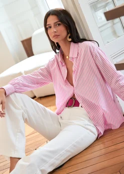 New Motus Boutique Chemise Rosie RayéRoseBlanc-ChemiseRosie