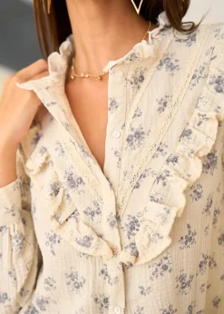 Outlet Motus Boutique Chemise Sam FleuriFondBeige-ChemiseSam