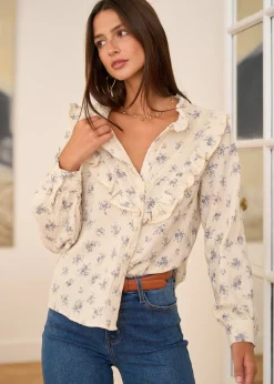 Outlet Motus Boutique Chemise Sam FleuriFondBeige-ChemiseSam