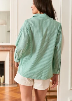 Shop Motus Boutique Chemise Sybile VertBlanc-ChemiseSybile