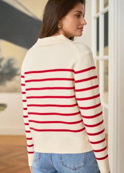 Cheap Motus Boutique Gilet Gaetane RayéEcruRouge-GiletGaetane