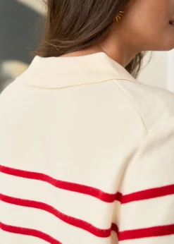 Cheap Motus Boutique Gilet Gaetane RayéEcruRouge-GiletGaetane