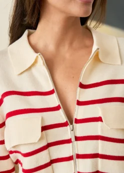 Cheap Motus Boutique Gilet Gaetane RayéEcruRouge-GiletGaetane