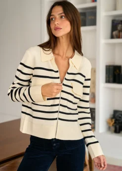 Cheap Motus Boutique Gilet Gaetane RayéEcruNoir-GiletGaetane