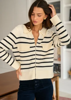 Cheap Motus Boutique Gilet Gaetane RayéEcruNoir-GiletGaetane