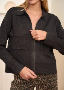 Fashion Motus Boutique Gilet Gaetane GrisFoncé-GiletGaetane