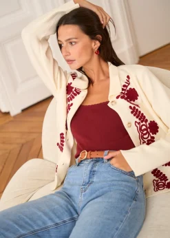 Discount Motus Boutique Gilet Livia EcruBordeaux-GilietLivia