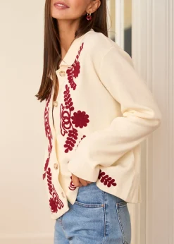Discount Motus Boutique Gilet Livia EcruBordeaux-GilietLivia