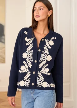 Outlet Motus Boutique Gilet Livia MarineEcru-GilietLivia