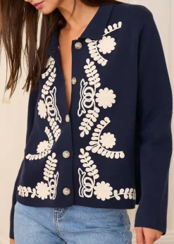 Outlet Motus Boutique Gilet Livia MarineEcru-GilietLivia
