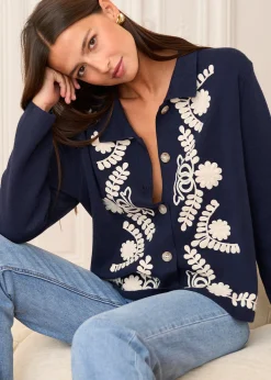 Outlet Motus Boutique Gilet Livia MarineEcru-GilietLivia