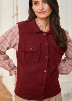 Shop Motus Boutique Gilet Olga Bordeaux-GiletOlga