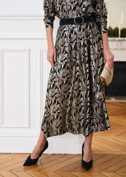 Outlet Motus Boutique Jupe Alice ImpriméDoréFondNoir-JupeAlice