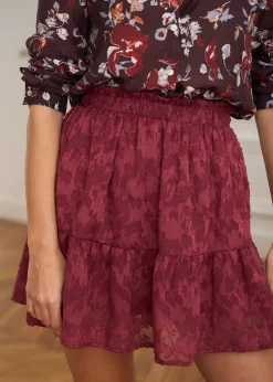 New Motus Boutique Jupe Lou FleuriFondBordeaux-JupeLou