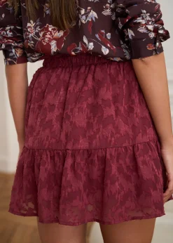 New Motus Boutique Jupe Lou FleuriFondBordeaux-JupeLou