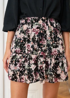 Best Motus Boutique Jupe Lou FleuriRoseNoir-JupeLou