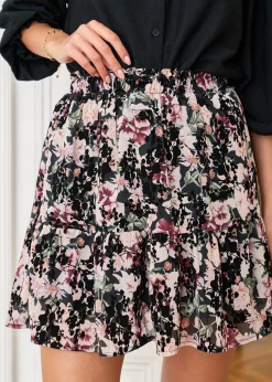 Best Motus Boutique Jupe Lou FleuriRoseNoir-JupeLou