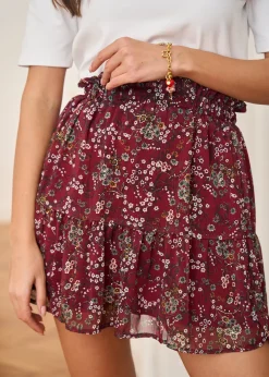 Outlet Motus Boutique Jupe Lou FleuriBordeaux-JupeLou