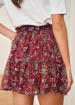 Outlet Motus Boutique Jupe Lou FleuriBordeaux-JupeLou