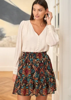 Store Motus Boutique Jupe Lou MotifCamelVertNoir-JupeLou