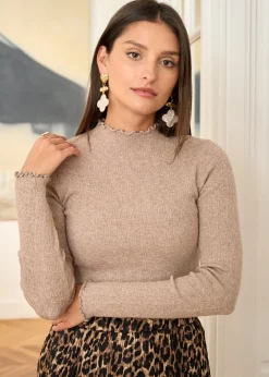 Fashion Motus Boutique Pull Léana Taupe-PullLéana