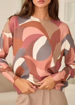 Online Motus Boutique Pull Noa ImpriméRoseCamelRouille-PullNoa