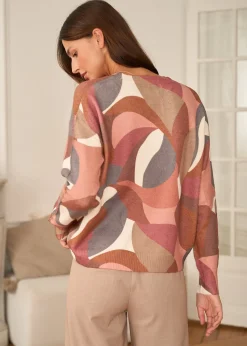 Online Motus Boutique Pull Noa ImpriméRoseCamelRouille-PullNoa