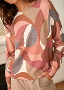 Online Motus Boutique Pull Noa ImpriméRoseCamelRouille-PullNoa