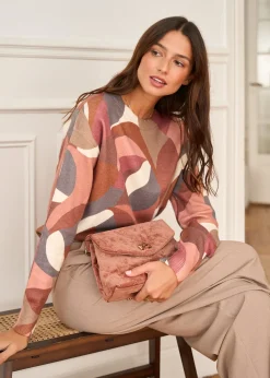 Online Motus Boutique Pull Noa ImpriméRoseCamelRouille-PullNoa