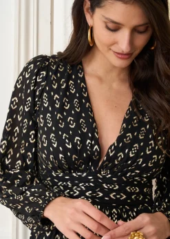 Sale Motus Boutique Robe Diane ImpriméNoirDoré-RobeDiane