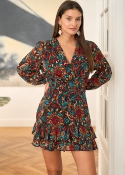 Shop Motus Boutique Robe Léa ImpriméFondNoir-RobeLéa