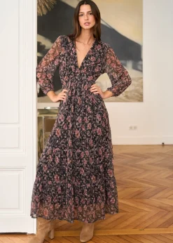 Sale Motus Boutique Robe Louane ImpriméFondNoir-RobeLouane
