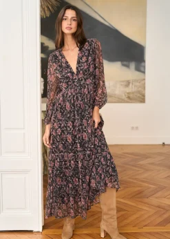 Sale Motus Boutique Robe Louane ImpriméFondNoir-RobeLouane