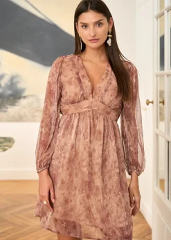 Cheap Motus Boutique Robe Marjolaine MotifBeigeRose-RobeMarjolaine