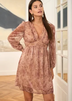 Cheap Motus Boutique Robe Marjolaine MotifBeigeRose-RobeMarjolaine