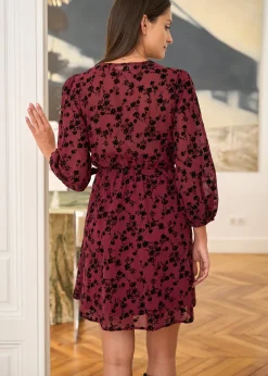 Fashion Motus Boutique Robe Mila FleuriBordeauxNoir-RobeMila