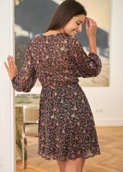 Cheap Motus Boutique Robe Méline MotifsFondNoir-RobeMéline