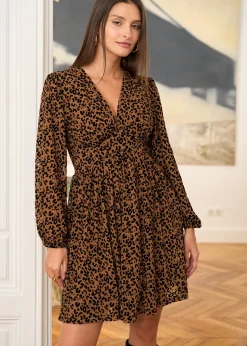 Discount Motus Boutique Robe Océane LéopardCamel-RobeOcéane