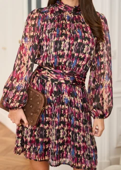 Cheap Motus Boutique Robe Rozen ImpriméFondNoir-RobeRozen