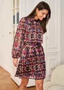 Cheap Motus Boutique Robe Rozen ImpriméFondNoir-RobeRozen