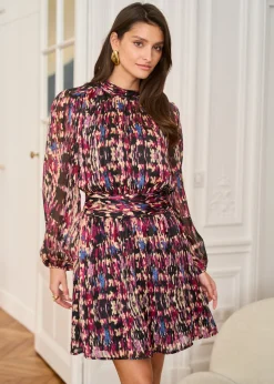 Cheap Motus Boutique Robe Rozen ImpriméFondNoir-RobeRozen