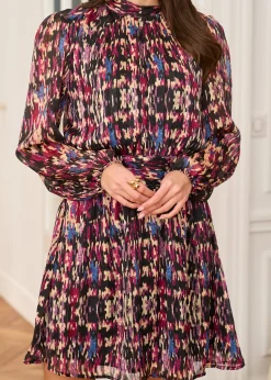 Cheap Motus Boutique Robe Rozen ImpriméFondNoir-RobeRozen