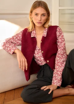 Shop Motus Boutique Veste Ayla Bordeaux-GiletAyla