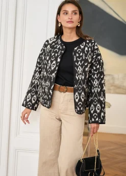 Shop Motus Boutique Veste Gaelle MotifsNoirsÉcru-VesteGaelle