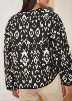 Shop Motus Boutique Veste Gaelle MotifsNoirsÉcru-VesteGaelle