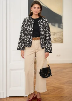 Shop Motus Boutique Veste Gaelle MotifsNoirsÉcru-VesteGaelle