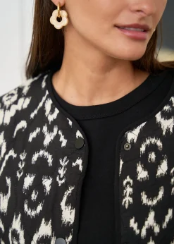 Shop Motus Boutique Veste Gaelle MotifsNoirsÉcru-VesteGaelle