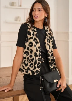 Discount Motus Boutique Veste Harris LéopardNoirBeige-GiletHarris