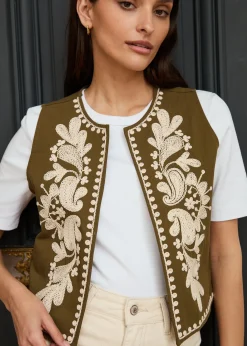 Cheap Motus Boutique Veste Saphia KakiEcru-GiletSaphia